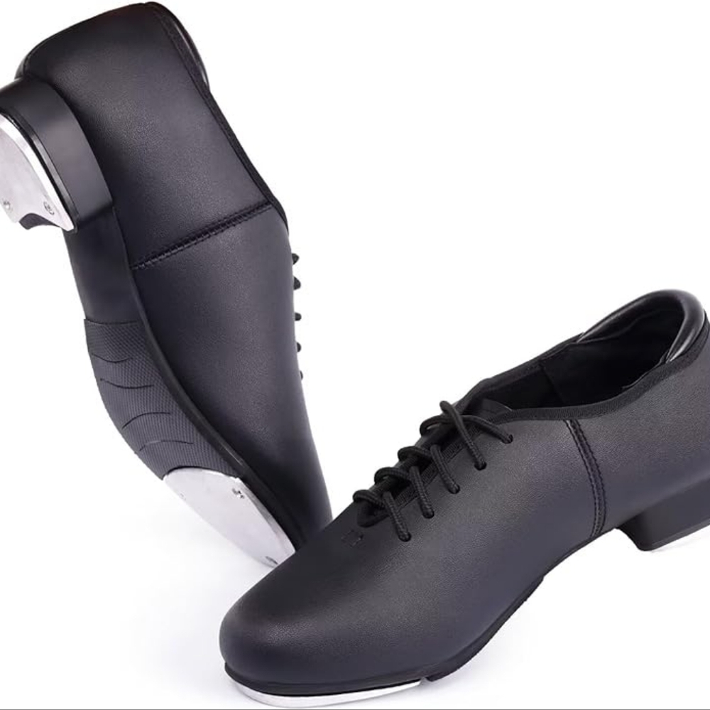 Black Oxford Tap Dancing Shoes with Lace-Up Design